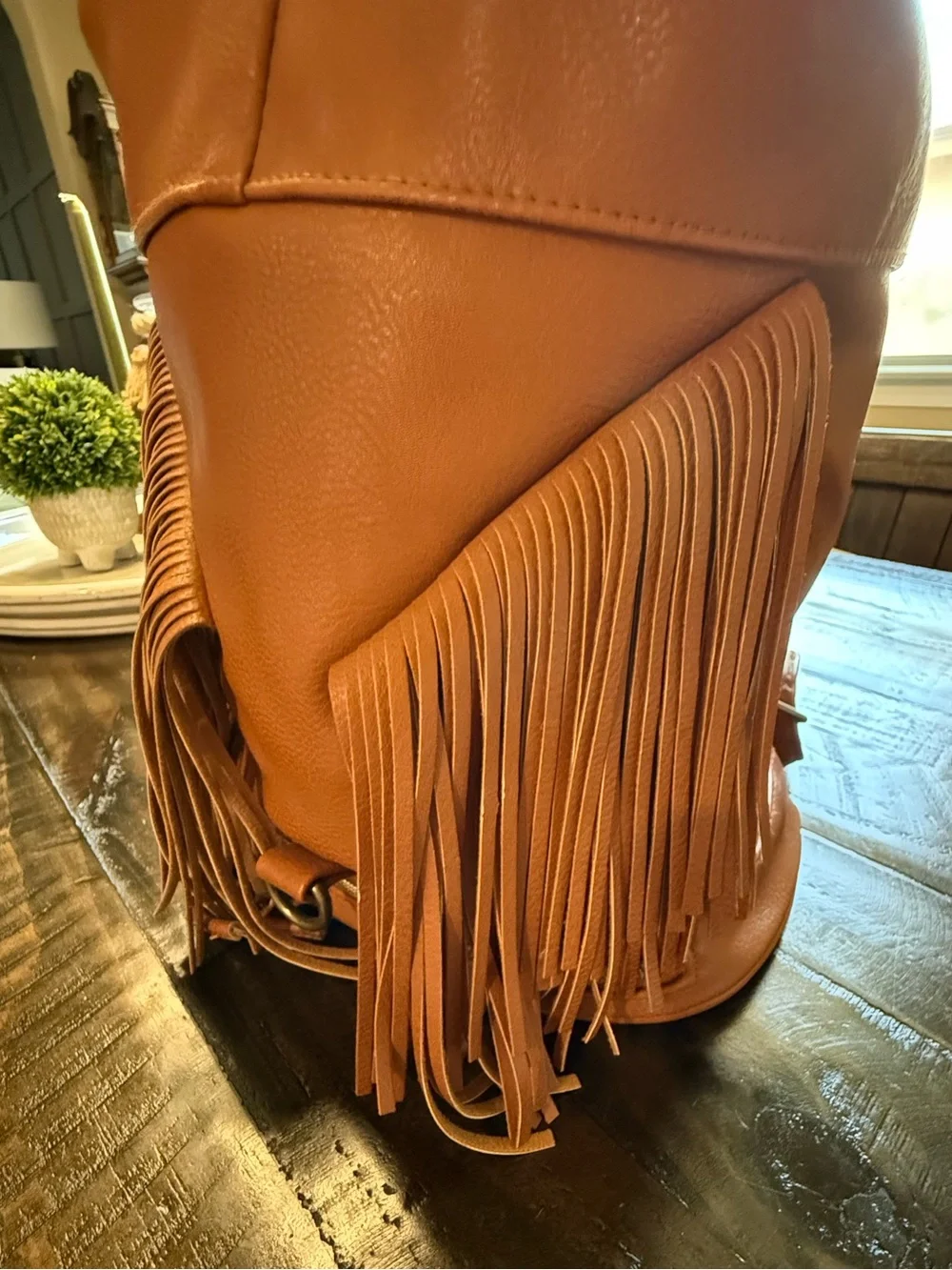 Fringe Convertible Women’s Backpack - Tan Pleather